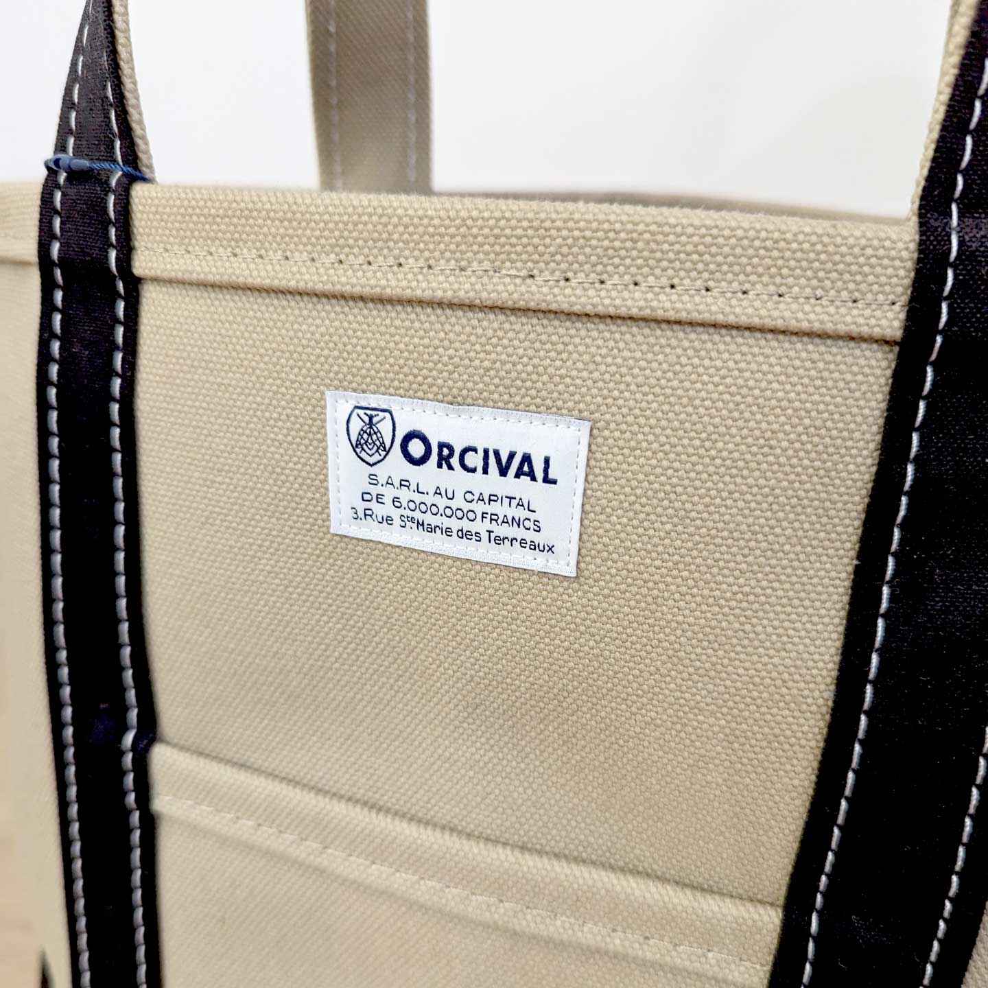 The Khaki-Black tote bag, in a small size, by Orcival