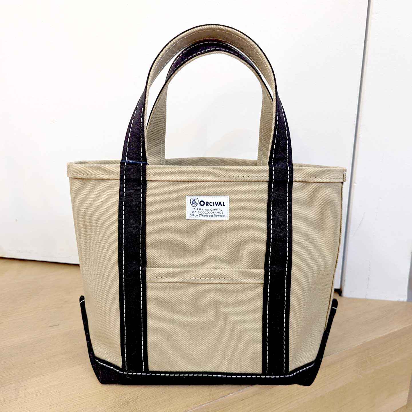 The Khaki-Black tote bag, in a small size, by Orcival