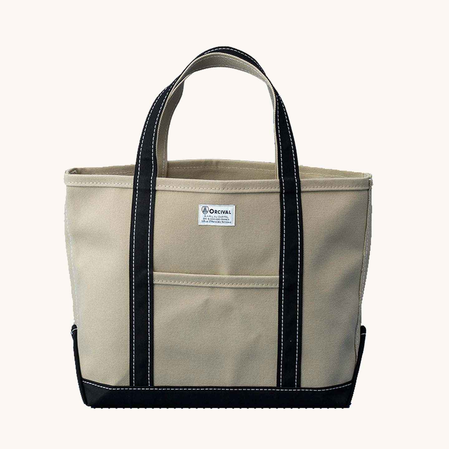 The Khaki-Black tote bag, in a small size, by Orcival The Khaki-Black tote bag, in a small size, by Orcival