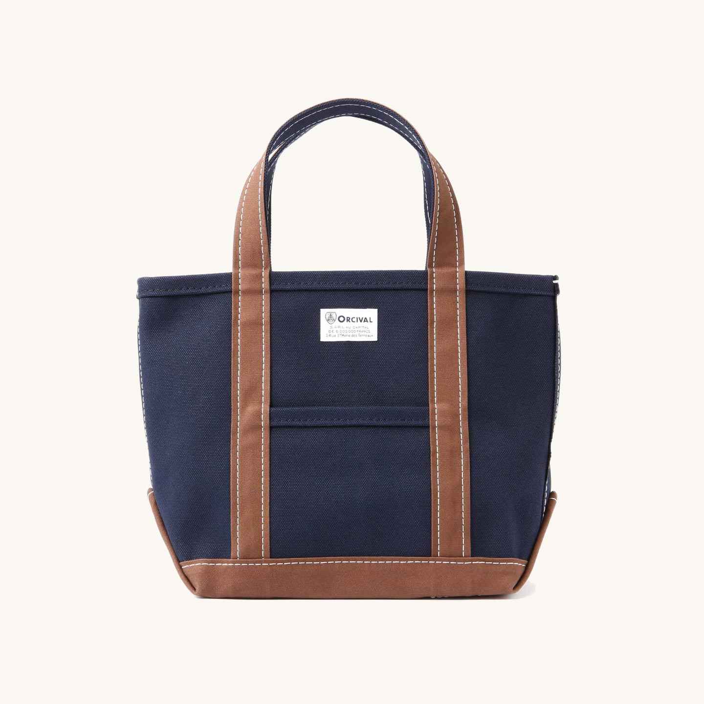 The Marine-Hazelnut tote bag, in a small size, by Orcival