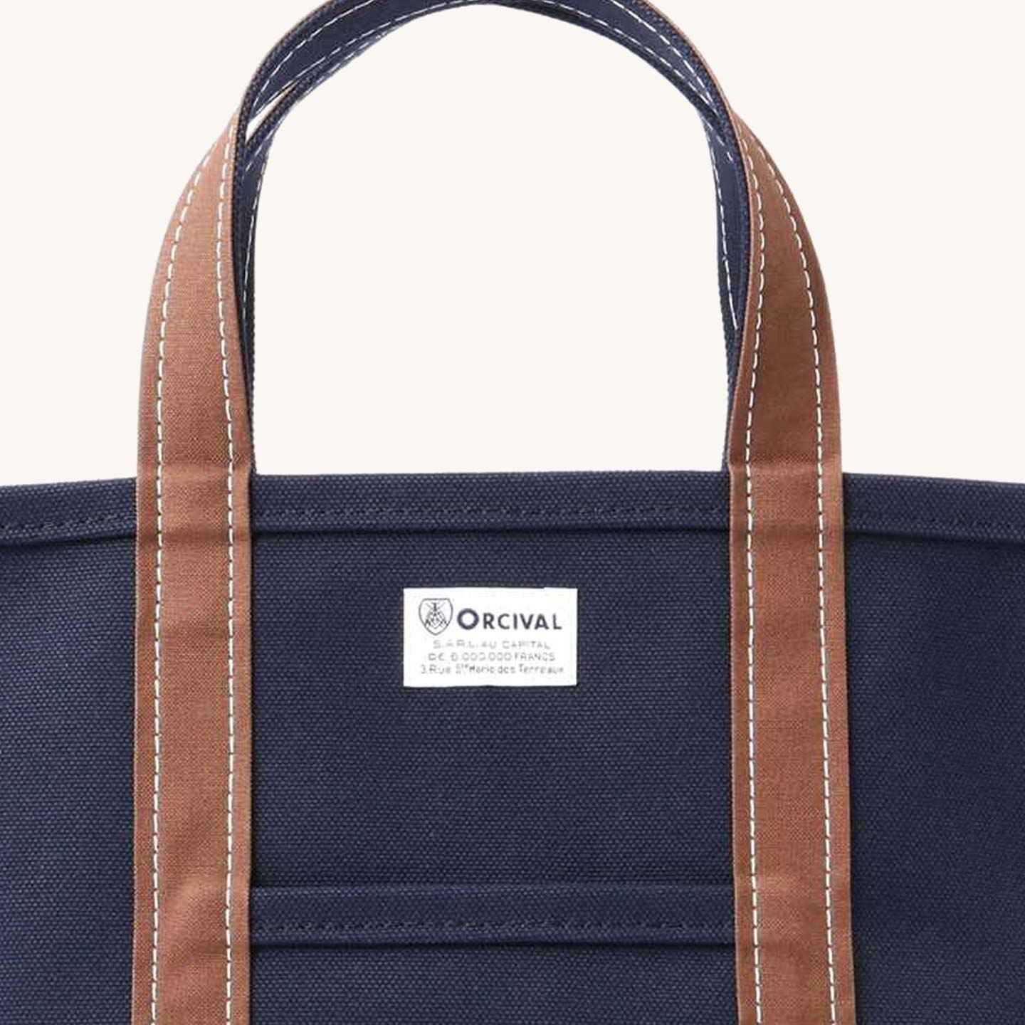 The Marine-Hazelnut tote bag, in a small size, by Orcival