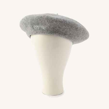French Beret in 100% wool Light grey