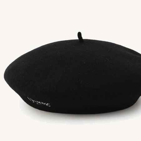 French Beret in 100% wool Black Orcival