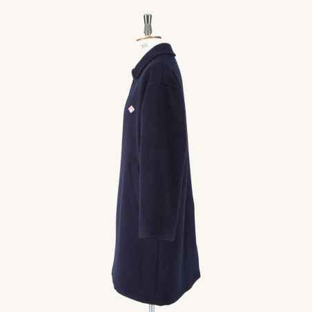 Navy Wool Pile Long Coat