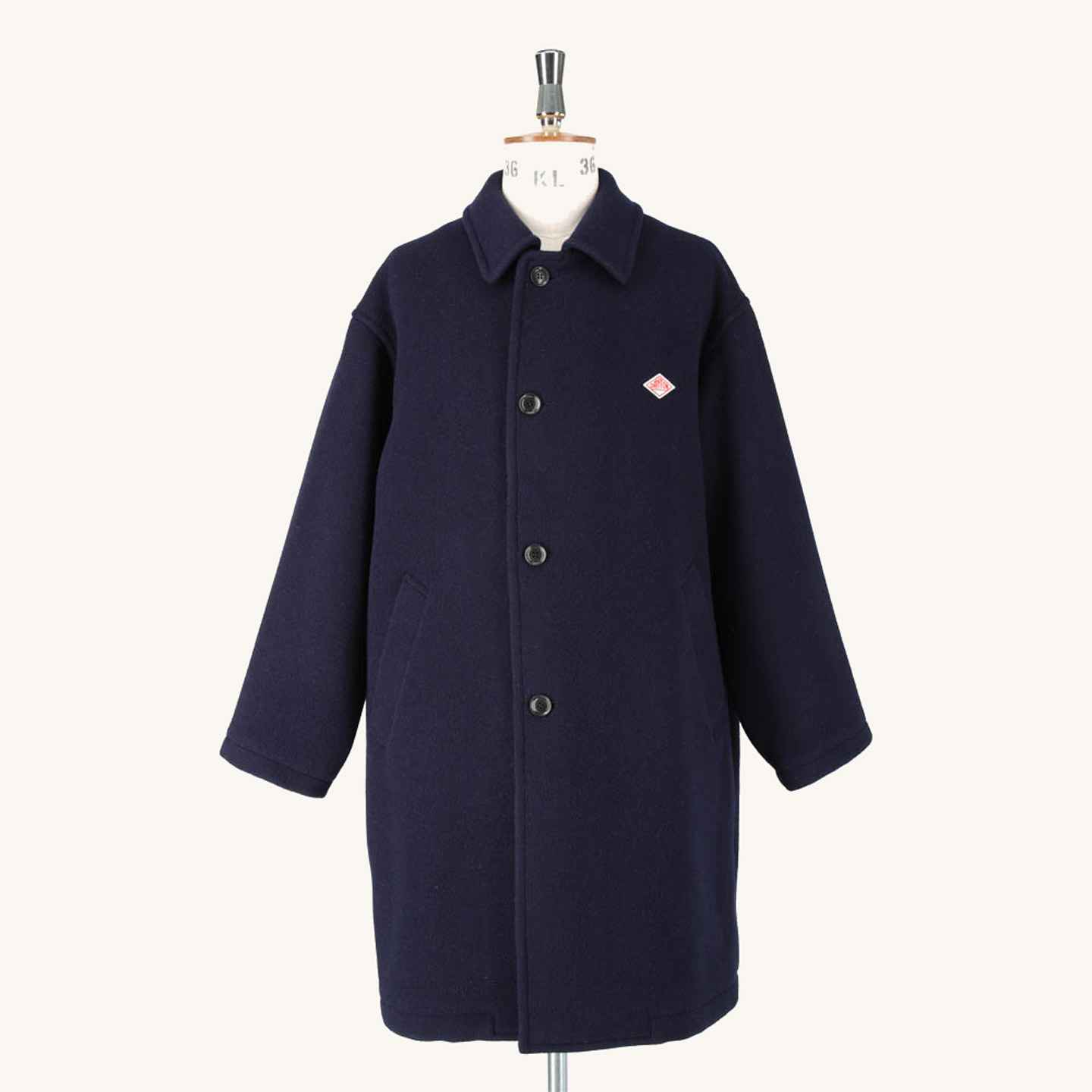 Navy Wool Pile Long Coat