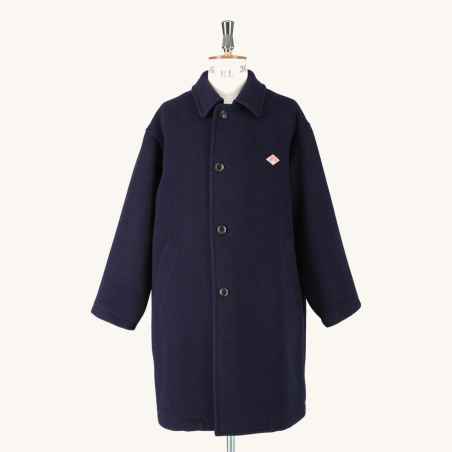Navy Wool Pile Long Coat