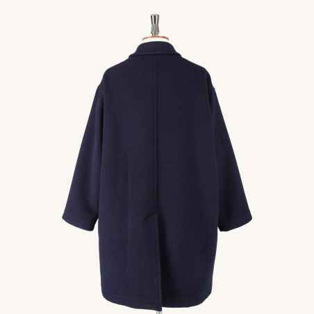 Navy Wool Pile Long Coat