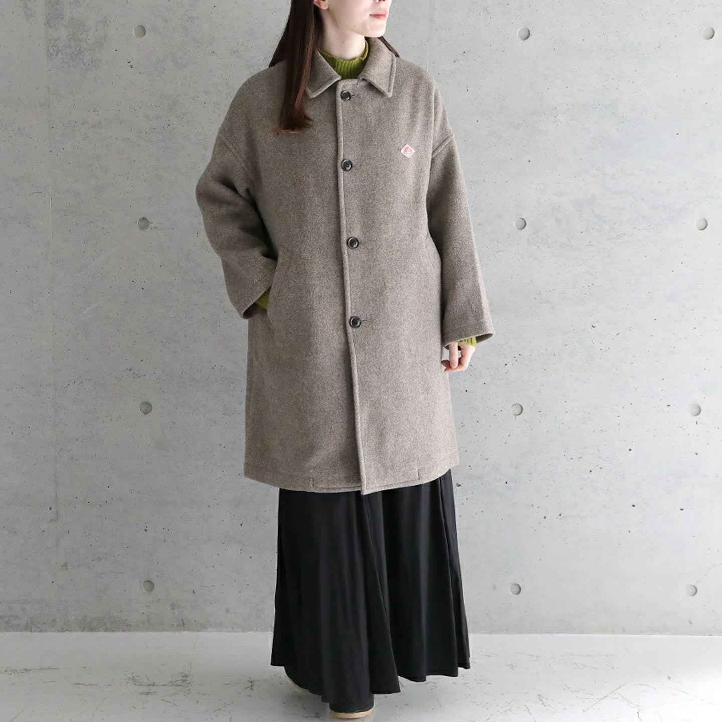 Manteau long en drap de laine Beige Danton