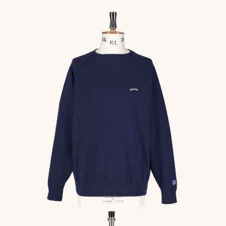 Mini French Terry Boat Neck Sweater Navy