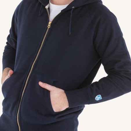 Zip Hoodie Navy 100% cotton, unisex Orcival