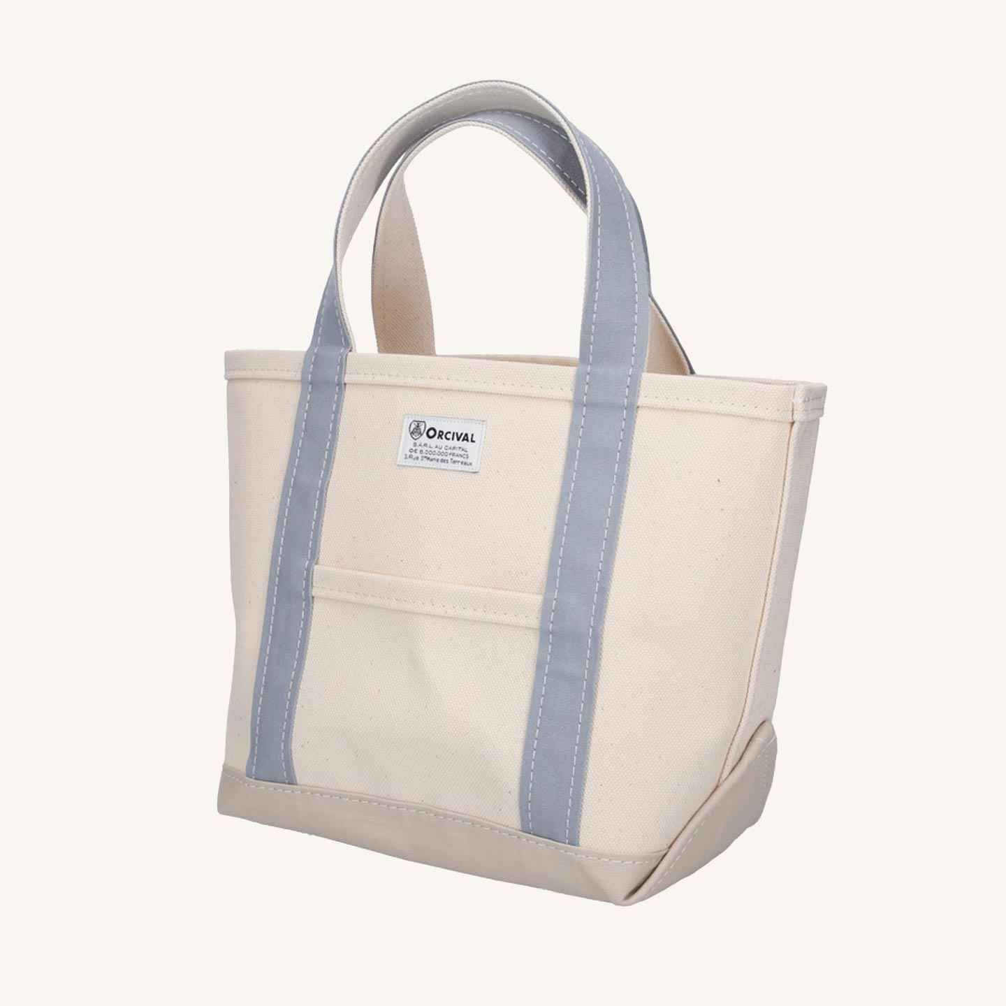 The Ecru / Blue Grey / Sand Beige tote bag, in a medium size, by Orcival
