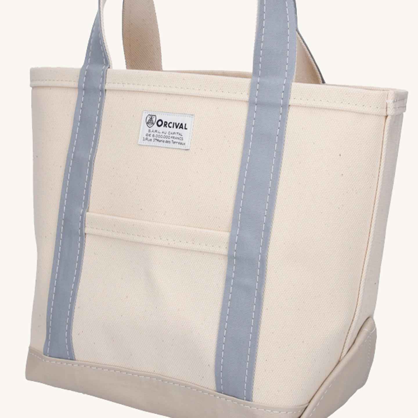 Le tote-bag Ecru / Blue Grey / Sand Beige, format moyen de Orcival