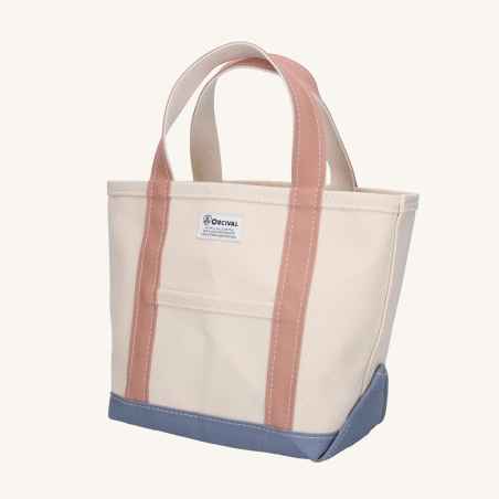 The Ecru / Smocky Pink / Greyish Blue tote bag, in a medium size, by Orcival
