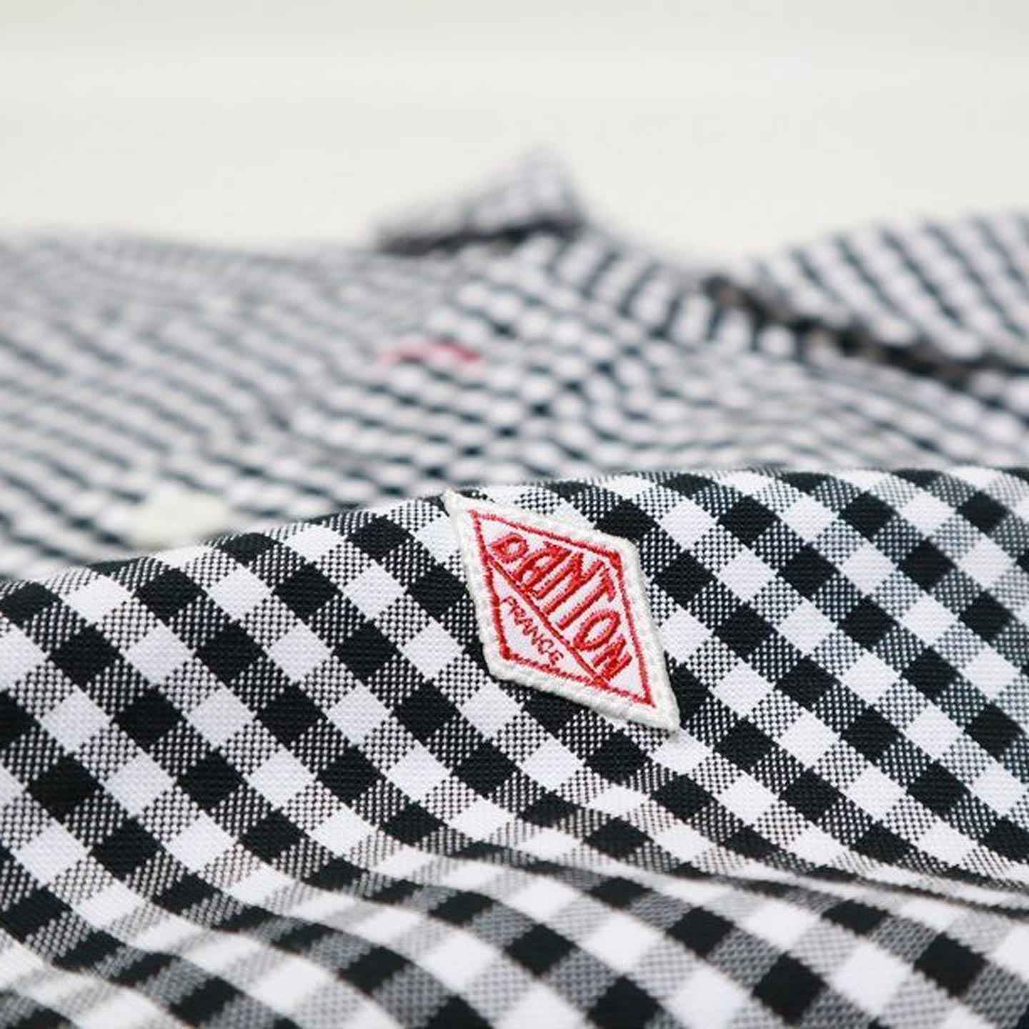 Navy Vichy Round Collar Shirt  DANTON #JD-3568 TRD