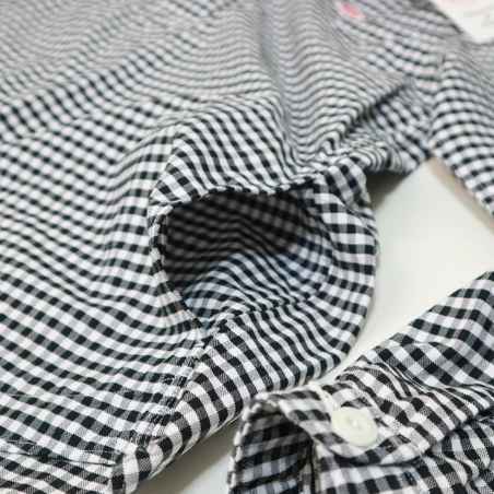 Chemise col rond en Vichy Navy DANTON #JD-3568 TRD