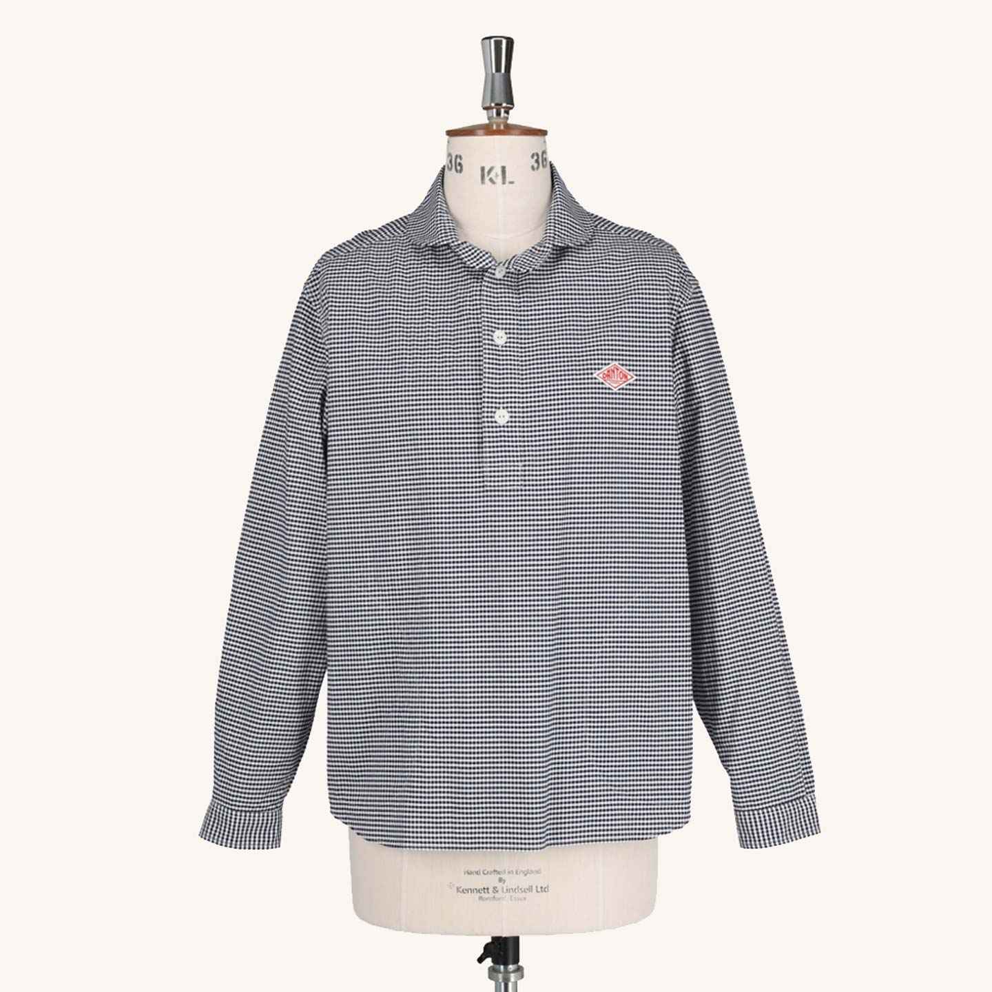 Chemise col rond en Vichy Navy DANTON #JD-3568 TRD