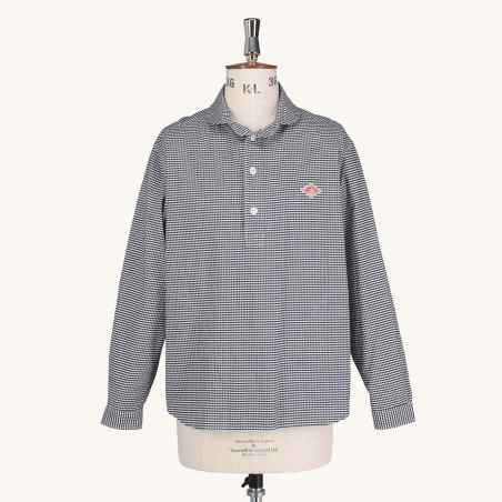 Chemise col rond en Vichy Navy DANTON #JD-3568 TRD