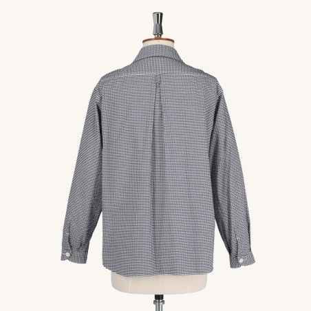 Chemise col rond en Vichy Navy DANTON #JD-3568 TRD