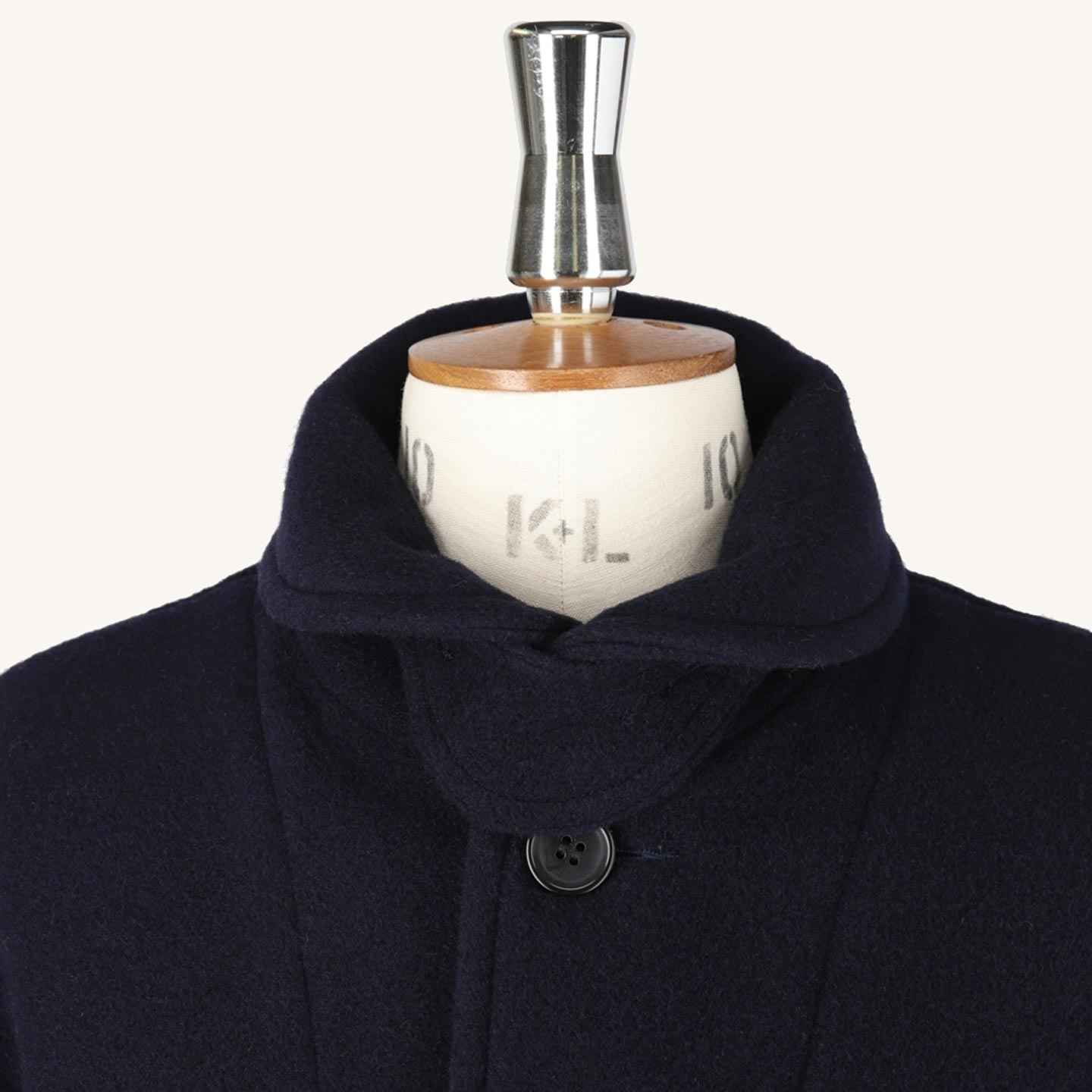 Navy Wool Pile Round Collar Coat DT-A0010 WOP Danton