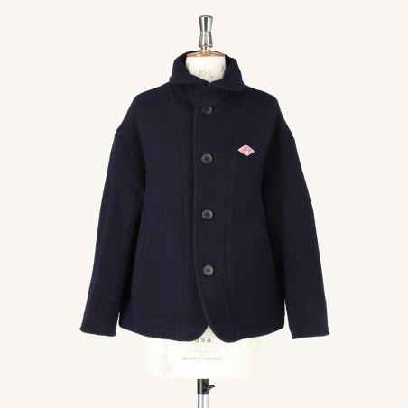 Navy Wool Pile Round Collar Coat DT-A0010 WOP Danton