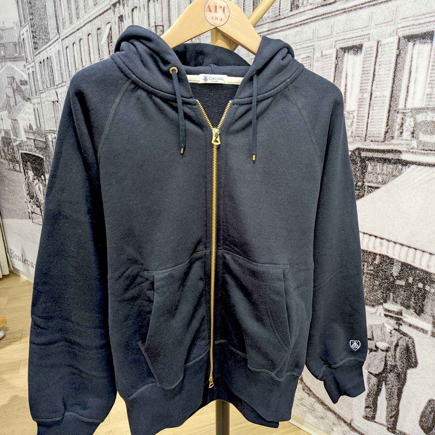 Zip Hoodie Navy 100% cotton, unisex Orcival