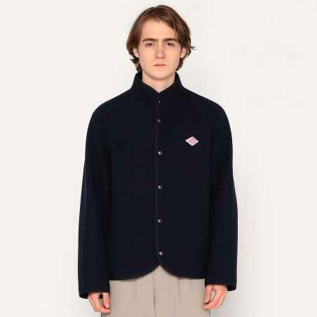 Stand collar jacket in wool DANTON navy #DT-A0715 WLP