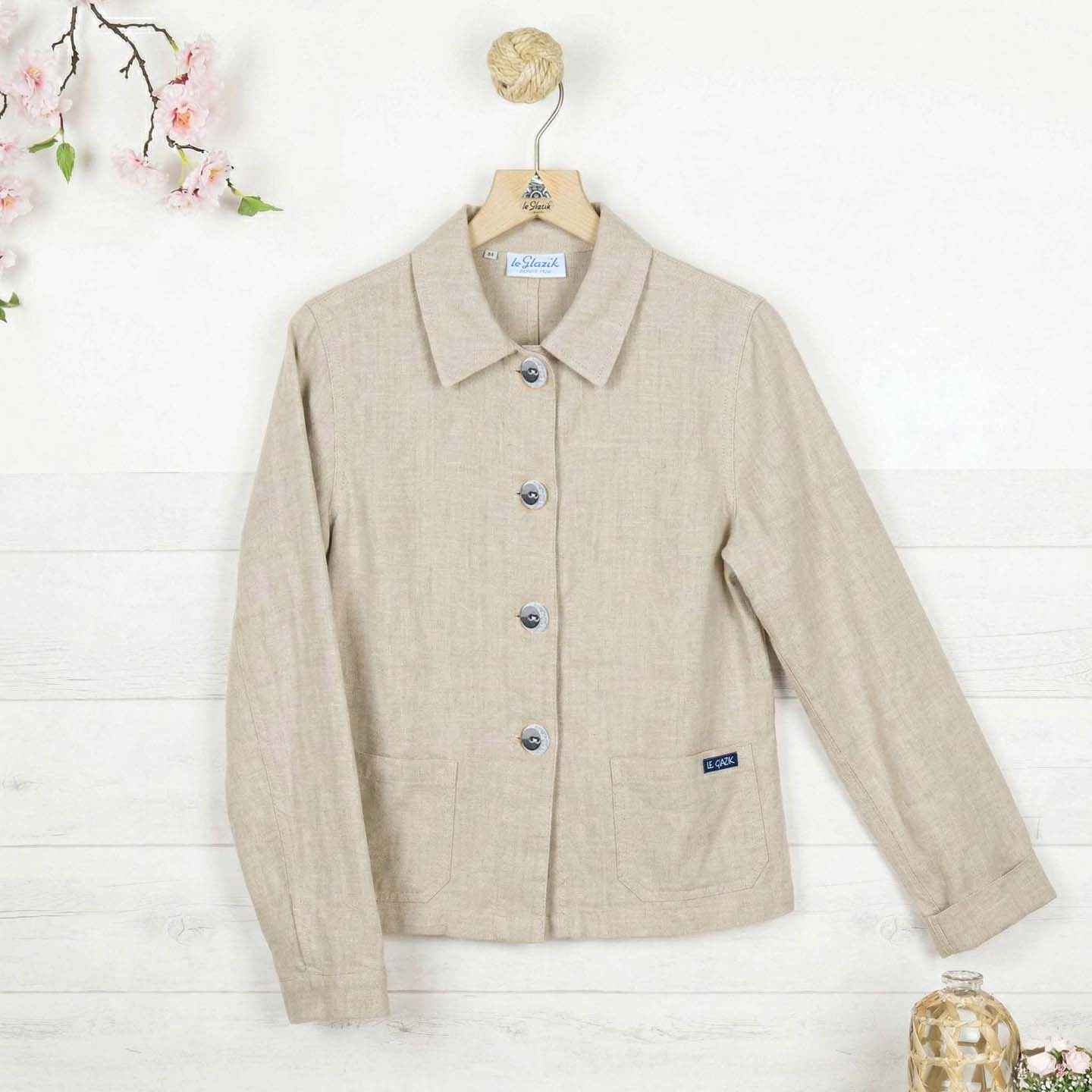 Faenza, Natural linen and cotton women jacket Le Glazik - A L'O - 1905