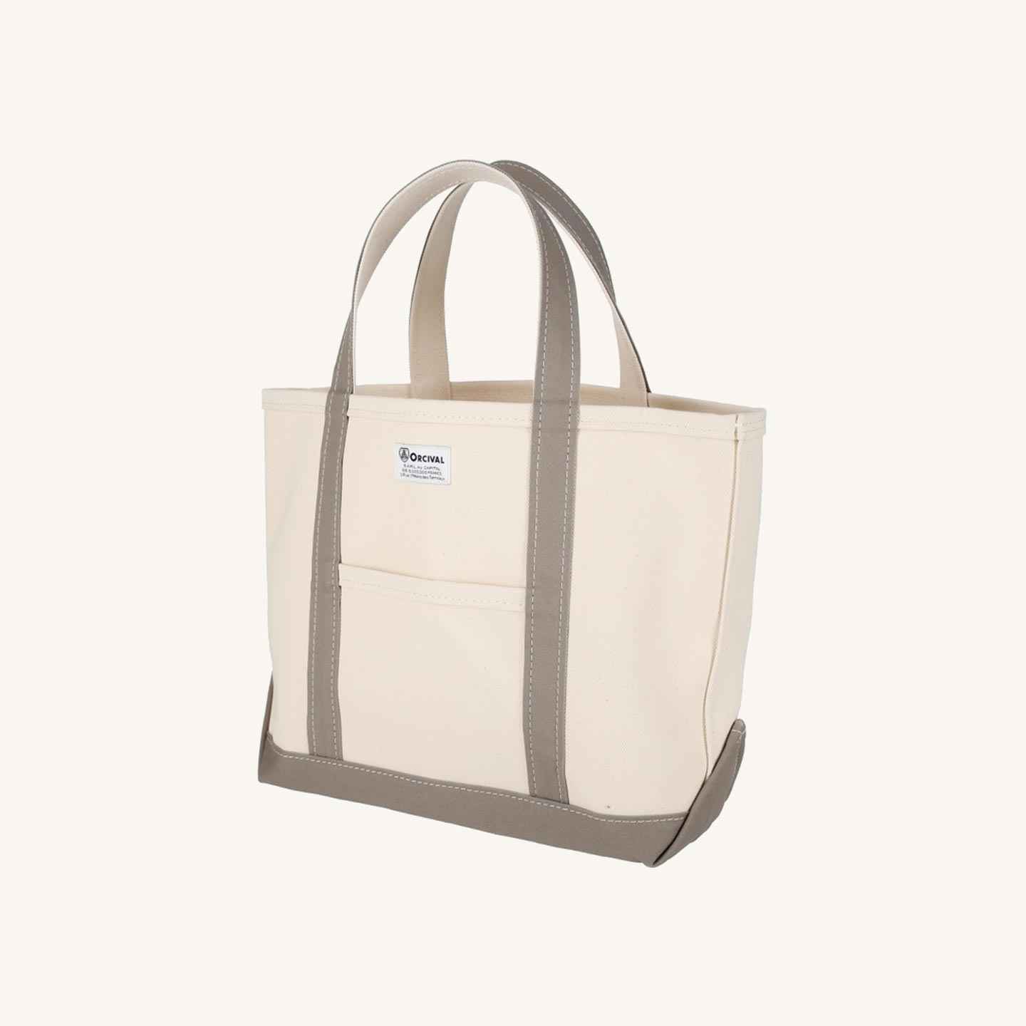 Ecru / Taupe Canvas Tote Bag medium