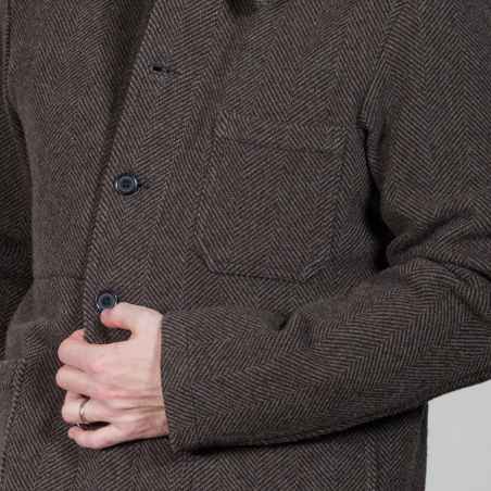 Veste en drap de laine à chevrons VETRA taupe