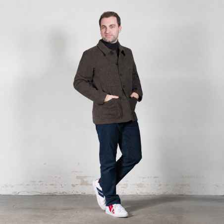 Veste en drap de laine à chevrons VETRA