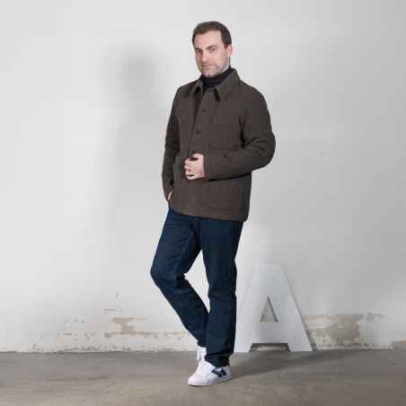 Veste en drap de laine à chevrons VETRA